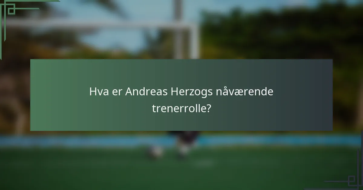 Hva er Andreas Herzogs nåværende trenerrolle?