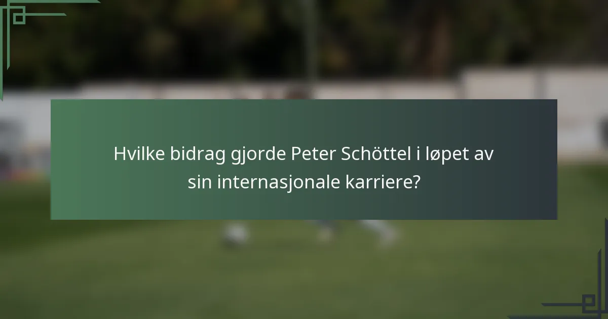 Hvilke bidrag gjorde Peter Schöttel i løpet av sin internasjonale karriere?