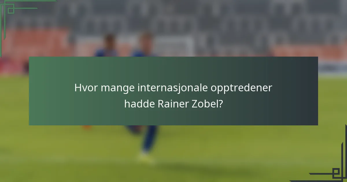 Hvor mange internasjonale opptredener hadde Rainer Zobel?