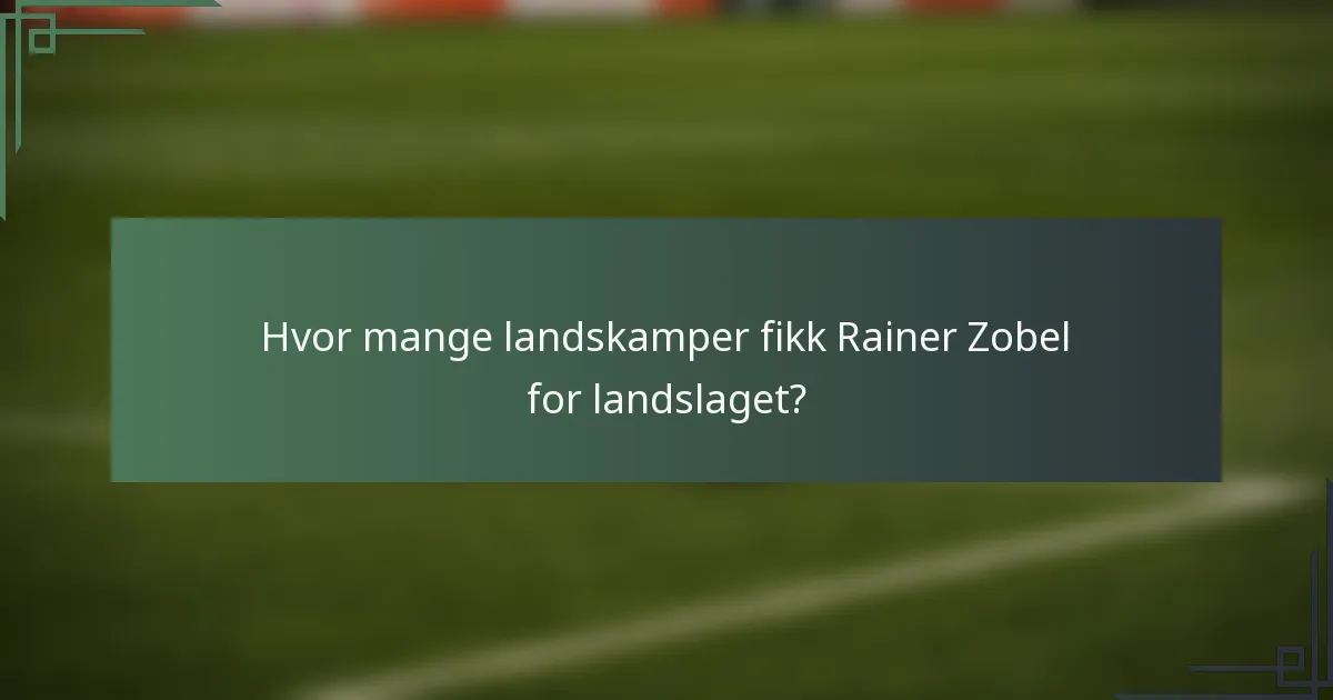 Hvor mange landskamper fikk Rainer Zobel for landslaget?