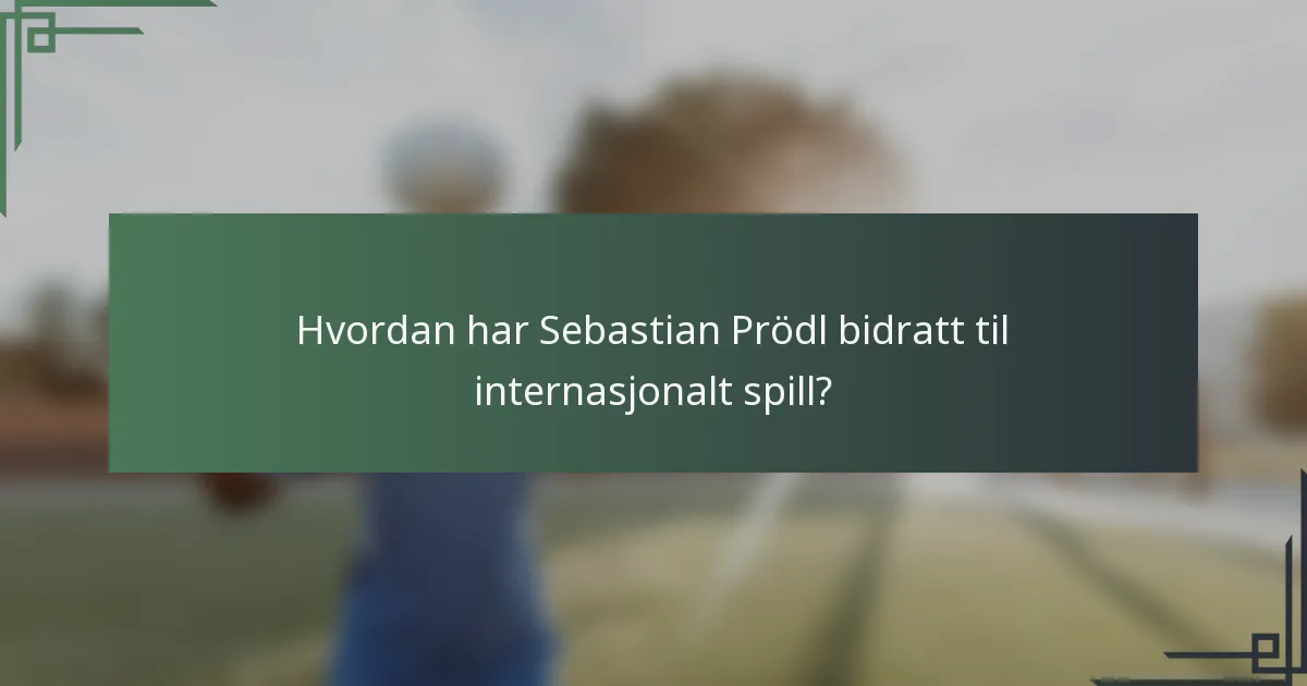 Hvordan har Sebastian Prödl bidratt til internasjonalt spill?