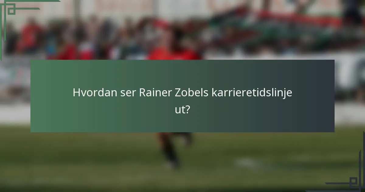 Hvordan ser Rainer Zobels karrieretidslinje ut?