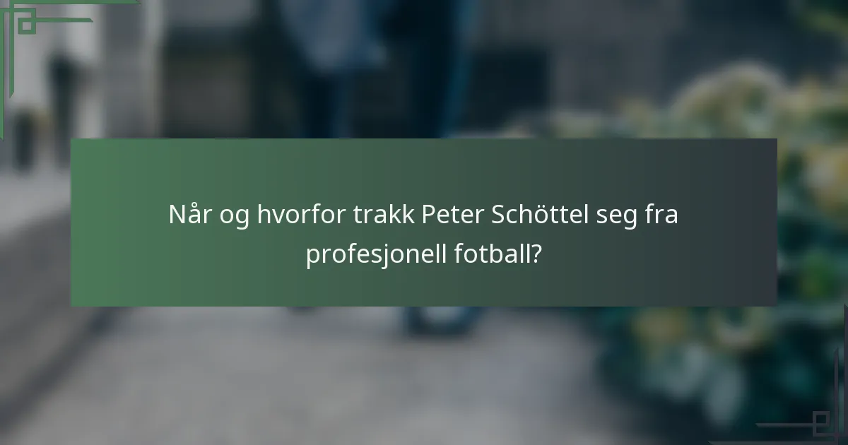 Når og hvorfor trakk Peter Schöttel seg fra profesjonell fotball?